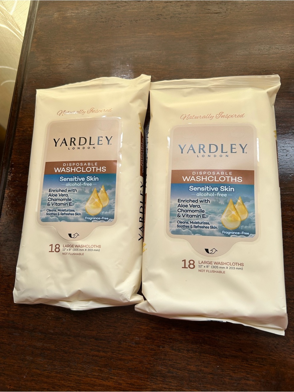 Yardley London 2 Packages of Sensitive Skin Disposable Washcloths -18 Count Each